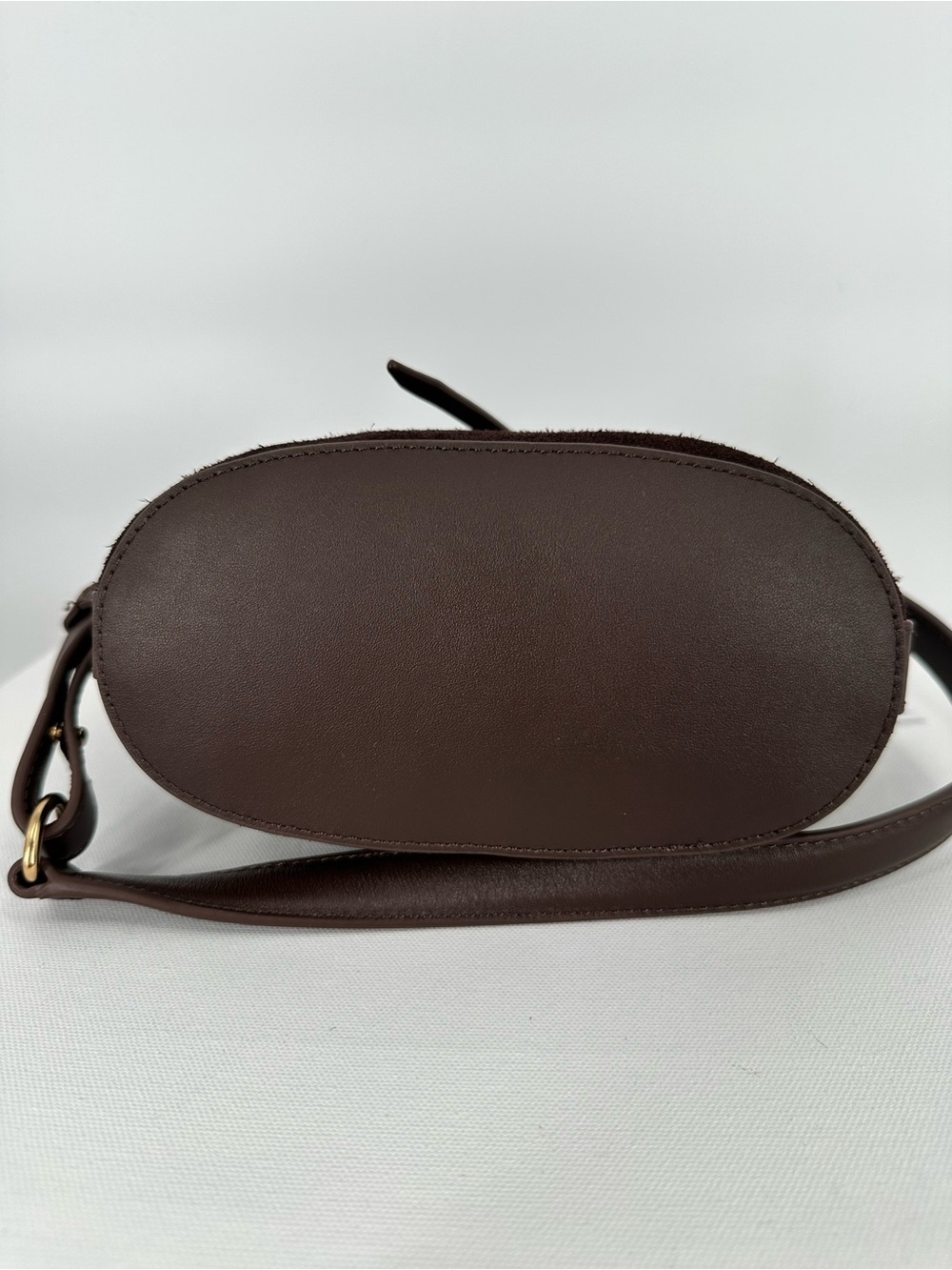 NWT Sam Edelman Cowhide Leather Suede Crossbody Chocolate Brown Bucket Tote Bag - Picture 6 of 16